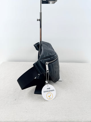 Fendi leather embossed logo large belt bag