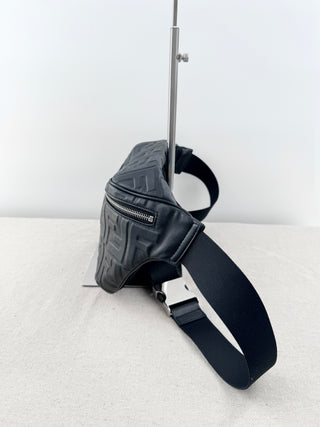 Fendi leather embossed logo large belt bag