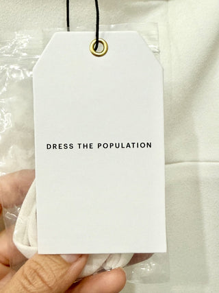Dress the population white strapless maxi dress NWT, S