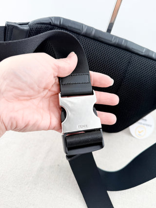 Fendi leather embossed logo large belt bag