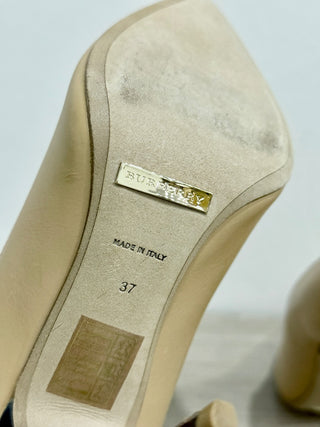 Burberry Leather Pointed Toe Amber Stilettos Heel Pumps Beige Women's Size EU 37