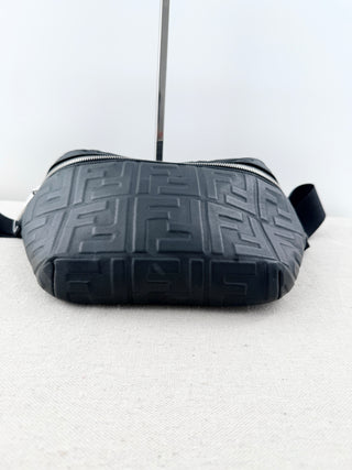 Fendi leather embossed logo large belt bag