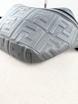 Fendi leather embossed logo large belt bag