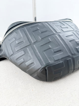 Fendi leather embossed logo large belt bag