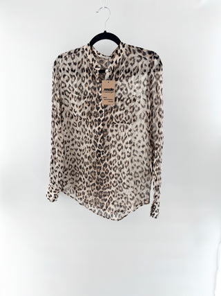 Equipment silk semi sheer animal print blouse, S