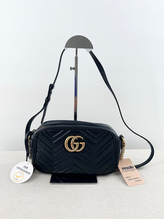 Gucci medium marmont camera leather bag with strap