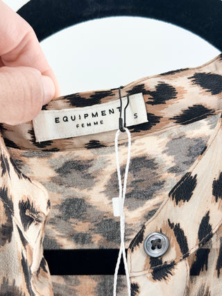 Equipment silk semi sheer animal print blouse, S