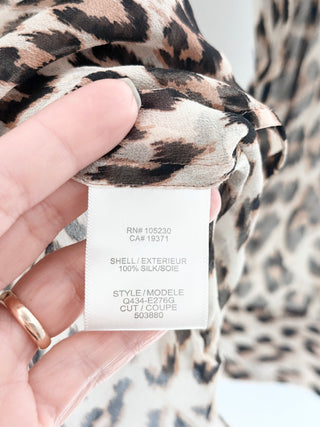 Equipment silk semi sheer animal print blouse, S