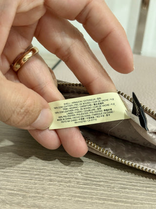 Kate Spade Pebble Leather Zip Up Pouch Clutch with Tassel Trim Gray