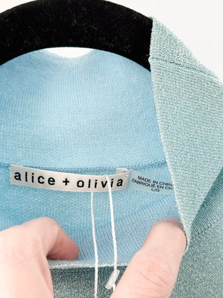 Alice & Olivia mock net lurex metallic knit top, L