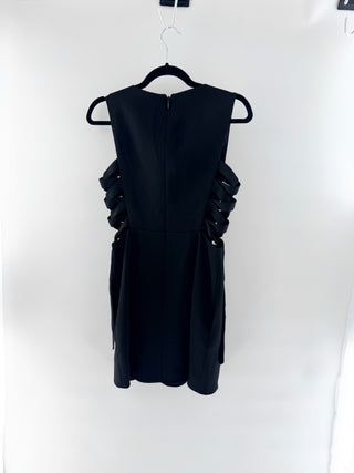 BCBGMaxazria Kalie Sleeveless Side Tie Fit and Flare Mini  Dress Black Women's 4
