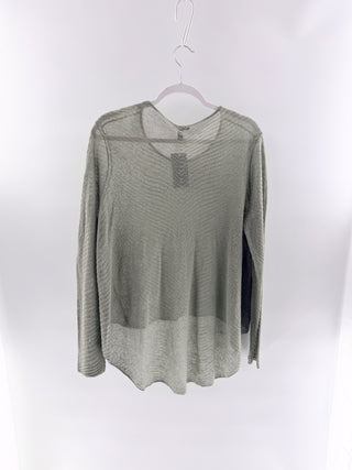 Eileen Fisher Long Sleeve Crew Neck Hi-Low Pullover Sweater Gray Women's Large