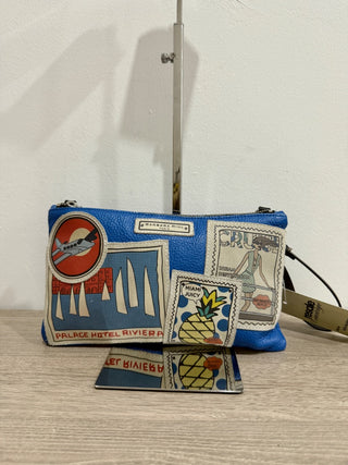 Barbara Rihl Blue Miami-themed Handbag w/strap