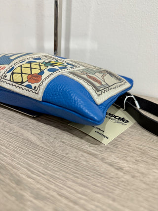 Barbara Rihl Blue Miami-themed Handbag w/strap