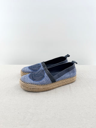 Louis Vuitton logo denim espadrilles, 39