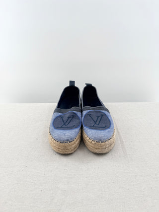 Louis Vuitton logo denim espadrilles, 39