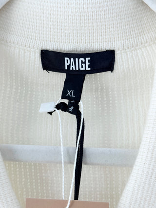 Paige Mason Sweater Shirt knit button-front cardigan featuring a collared neckline, long sleeves, and two front patch pockets, finished in a soft textured knit, XL
