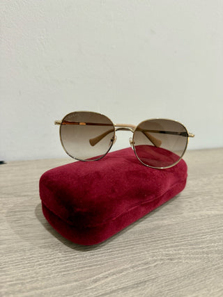 Gucci GG 1142S Gold frame, brown lens sunglasses