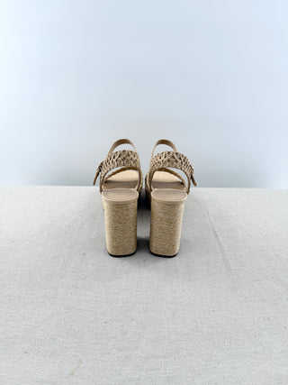 Marc Fisher raffia platform sandals, 9