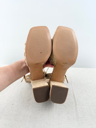 Marc Fisher raffia platform sandals, 9