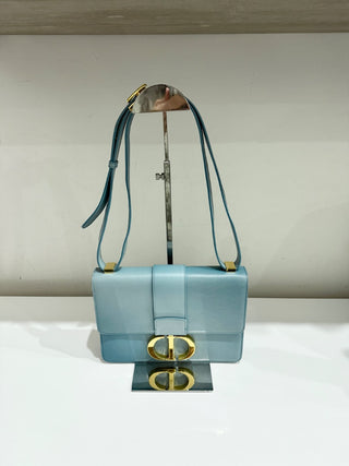 Christian Dior Montaigne Ombre Gradient Leather Flap Shoulder Bag Light Blue