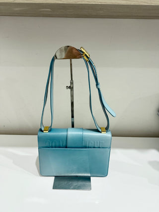Christian Dior Montaigne Ombre Gradient Leather Flap Shoulder Bag Light Blue