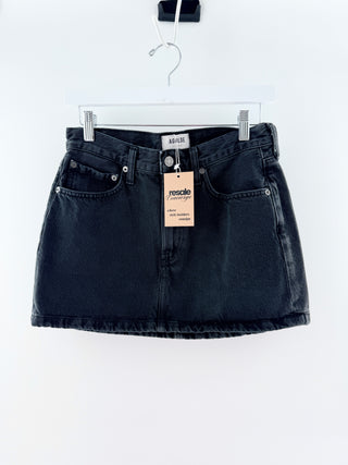 Agolde denim mini shorts featuring a midi-rise waist, and a clean finished hem, 25