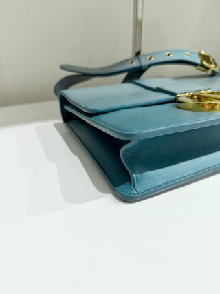 Christian Dior Montaigne Ombre Gradient Leather Flap Shoulder Bag Light Blue