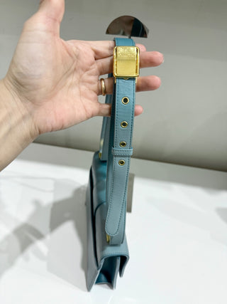 Christian Dior Montaigne Ombre Gradient Leather Flap Shoulder Bag Light Blue