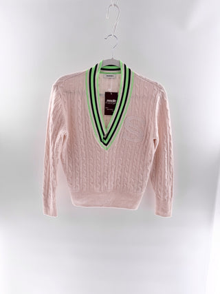 Sandro v neck cable knit sweater, S