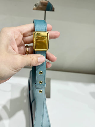 Christian Dior Montaigne Ombre Gradient Leather Flap Shoulder Bag Light Blue