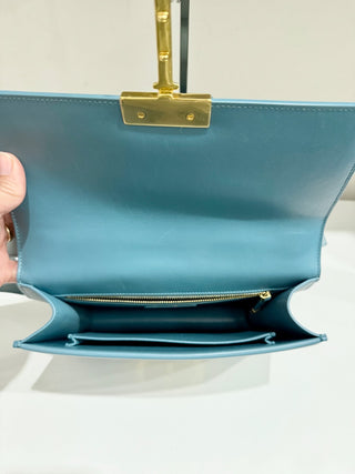 Christian Dior Montaigne Ombre Gradient Leather Flap Shoulder Bag Light Blue