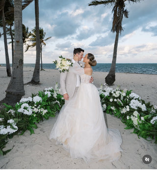 Selinci Cream Wedding Dress with beading and mesh, 2