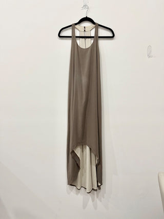 Alice & Olivia Silk Sleeveless Halter High Low Long Dress Taupe Womens Size S
