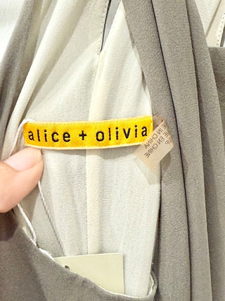 Alice & Olivia Silk Sleeveless Halter High Low Long Dress Taupe Womens Size S