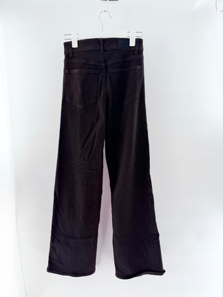 Paige sleek high-rise pants featuring a structured waistband with button closure, and a straight-leg silhouette, 26