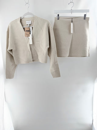 Mable roxy cardigan with mini knit skirt, M