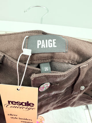 Paige sleek high-rise pants featuring a structured waistband with button closure, and a straight-leg silhouette, 26