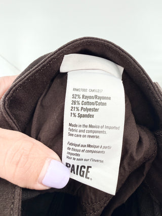 Paige sleek high-rise pants featuring a structured waistband with button closure, and a straight-leg silhouette, 26