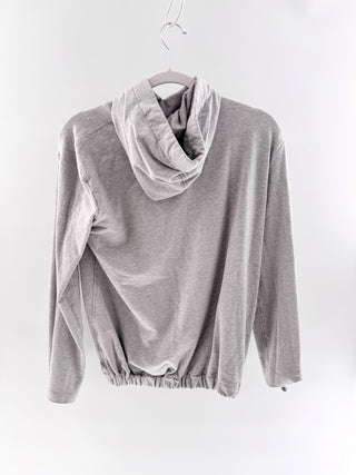 Norma Kamali Cotton Blend Long Sleeve Relaxed Pullover Hoodie Gray Women's XXS