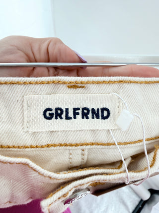 Grlfrnd denim jeans featuring a mid-rise waist, classic five-pocket styling, and a relaxed straight-leg silhouette, 25