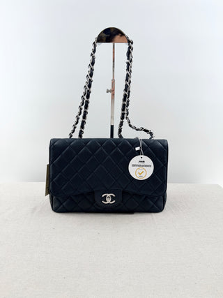 Chanel classic single flap jumbo bag caviar leather, jumbo