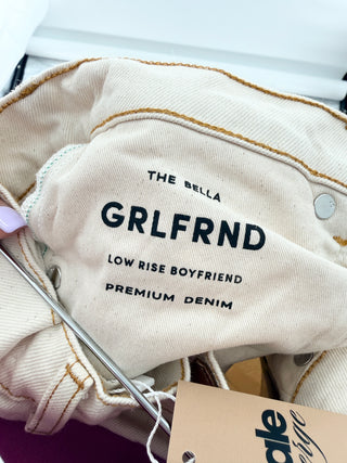 Grlfrnd denim jeans featuring a mid-rise waist, classic five-pocket styling, and a relaxed straight-leg silhouette, 25
