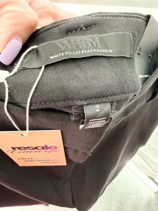 White house black market BLAKE tailored trousers featuring a mid-rise waistband with belt loops, side slant pockets, and a concealed zip closure, finished with a bootcut, 2