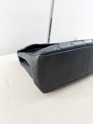 Chanel classic single flap jumbo bag caviar leather, jumbo