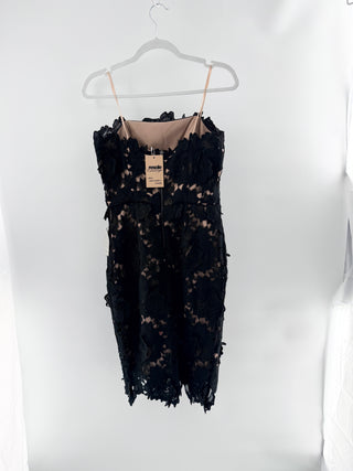 NWT Adelyn Rae Strapless Lace Midi Tube Cokctail Dress Black Women's Size Small