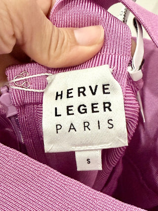 NWT Hervé Léger Crossover Halter Mini Bandage Dress Carnation Women's Size S