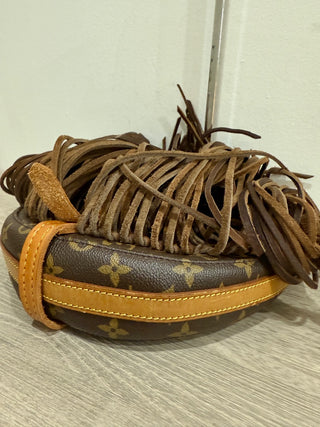 Vintage Boho Bags upcycled louis vuitton monogram fringe cross body bag