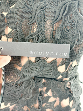 NWT Adelyn Rae Strapless Lace Midi Tube Cokctail Dress Black Women's Size Small