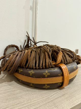 Vintage Boho Bags upcycled louis vuitton monogram fringe cross body bag